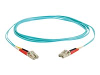 C2G LC-LC 10Gb 50/125 OM3 Duplex Multimode PVC Fiber Optic Cable (LSZH) - Verkkokaapeli - monimuoto LC (uros) to monimuoto LC (uros) - 10 m - kuituoptinen - kaksipuolinen (duplex) - 50 / 125 micron - OM3 - ei sisällä halogeenia - sinivihreä 85554