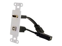 C2G HDMI and USB Pass Through Wall Plate - Asennuslevy - HDMI, USB Type A - valkoinen 39702