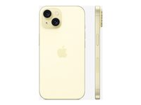 Apple iPhone 15 - 5G älypuhelin - Kaksois-SIM / sisäinen muisti 128 Gt - OLED-näyttö - 6.1" - 2556 x 1179 pikseliä - 2 takakameraa 48 MP, 12 MP - front camera 12 MP - keltainen MTP23QN/A