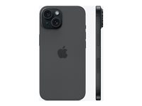 Apple iPhone 15 - 5G älypuhelin - Kaksois-SIM / sisäinen muisti 256 Gt - OLED-näyttö - 6.1" - 2556 x 1179 pikseliä - 2 takakameraa 48 MP, 12 MP - front camera 12 MP - musta MTP63QN/A
