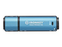 Kingston IronKey Vault Privacy 50 Series - USB Flash-asema - salattu - 8 Gt - USB 3.2 Gen 1 - TAA-yhteensopiva IKVP50/8GB