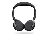 Jabra Evolve2 65 Flex UC Stereo - Kuulokkeet + mikrofoni - korvien päällä - Bluetooth - langaton - aktiivinen melunpoisto - USB-C - musta - optimoitu UC:lle 26699-989-899