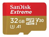 SanDisk Extreme - Flash-muistikortti (sovitin microSDHC:stä SD:hen sisältyvä) - 32 Gt - A1 / Video Class V30 / UHS-I U3 - microSDHC UHS-I SDSQXAF-032G-GN6AA