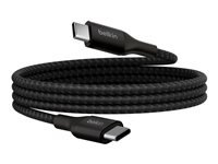 Belkin BoostCharge - USB-kaapeli - 24 pin USB-C (uros) to 24 pin USB-C (uros) - USB 2.0 - 1 m - virransyötön tuki jopa 240 W:n tehoon asti - musta CAB015BT1MBK