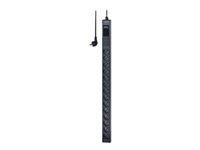 APC Easy Basic Rack PDU EPDU1116B-SCH - Virranjakeluyksikkö (telineasennettava) - Vaihtovirta 200/208/230 V - 3680 VA - tulo: CEE 7/4 - lähtöliittimet: 14 (power CEE 7/3) - 0U - 3 m johto - musta malleihin P/N: AR9300SP, AR9300SP-R, AR9307SP, AR9307SP-R, SMC1000I-2UC, SMC1000IC, SMC1500I-2UC EPDU1116B-SCH