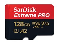 SanDisk Extreme Pro - Flash-muistikortti (microSDXC to SD -adapteri sisältyvä) - 128 Gt - A2 / Video Class V30 / UHS-I U3 / Class10 - microSDXC UHS-I SDSQXCD-128G-GN6MA