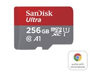 SanDisk Ultra - Flash-muistikortti (microSDXC to SD -adapteri sisältyvä) - 256 Gt - A1 / UHS Class 1 / Class10 - microSDXC UHS-I SDSQUAC-256G-GN6FA