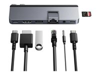 HyperDrive DUO Pro - Telakointiasema - USB-C x 2 - HDMI, USB4 - 1GbE malleihin Apple MacBook Air; MacBook Pro HD575-GRY-GL