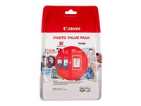 Canon PG-560XL/CL-561XL Photo Value Pack - Kiiltävä - 2 pakettia - Tuottoisa - musta, väri (sinivihreä, sinipunainen, keltainen) - alkuperäinen - 100 x 150 mm 50 arkki (arkit) mustekasetti/paperipaketti malleihin PIXMA TS5350, TS5351, TS5352, TS5353, TS7450, TS7451 3712C004