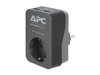 APC Essential Surgearrest PME1WU2B-GR - Ylijännitesuoja - Vaihtovirta 220/230/240 V - 4000 watti(a) - lähtöliittimet: 1 - Saksa - musta PME1WU2B-GR