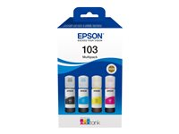 Epson 103 Multipack - 4 pakettia - musta, sinivihreä, magenta, keltainen - alkuperäinen - täytemuste malleihin Epson L1210, L3210, L3211, L3256, L3260, L3266; EcoTank L11050, L1250, L3210, L3250, L3260 C13T00S64A