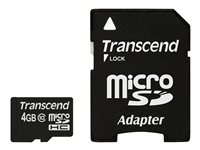 Transcend Premium - Flash-muistikortti (sovitin microSDHC:stä SD:hen sisältyvä) - 4 Gt - Class 10 - 133x - microSDHC TS4GUSDHC10