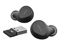 Jabra Evolve2 Buds UC - Aidosti langattomat kuulokkeet mikrofonilla varustettu - korvansisäiset - Bluetooth - aktiivinen melunpoisto - USB-A Bluetooth-sovittimen kautta - melua vaimentava - musta - Zoom-sertifioitu, Optimoitu Google Meetille 20797-989-999