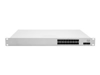 Cisco Meraki Cloud Managed Ethernet Aggregation Switch MS425-16 - Kytkin - Hallinnoitu - 16 x 10 Gigabit SFP+ + 2 x 40 Gigabit QSFP+ (maa-satelliittiyhteys) - ilmavirtaus edestä taaksepäin - telineeseen asennettava MS425-16-HW