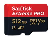 SanDisk Extreme Pro - Flash-muistikortti (microSDXC to SD -adapteri sisältyvä) - 512 Gt - A2 / Video Class V30 / UHS-I U3 / Class10 - microSDXC UHS-I SDSQXCD-512G-GN6MA