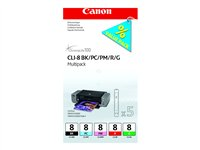 Canon CLI Value Pack 8 Multipack - 13 ml - musta, sinivihreä, magenta, punainen, vihreä - alkuperäinen - mustesäiliö malleihin PIXMA Pro9000, Pro9000 Mark II 0620B027