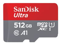 SanDisk Ultra - Flash-muistikortti (microSDXC to SD -adapteri sisältyvä) - 512 Gt - A1 / UHS Class 1 / Class10 - microSDXC UHS-I SDSQUAC-512G-GN6FA