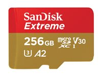 SanDisk Extreme - Flash-muistikortti - 256 Gt - A2 / Video Class V30 / UHS-I U3 / Class10 - microSDXC UHS-I SDSQXAV-256G-GN6GN