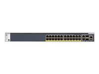 NETGEAR M4300-28G-PoE+ - Kytkin - L3 - Hallinnoitu - 2 x 10/100/1000/10000 + 2 x 10 Gigabit SFP+ + 24 x 10/100/1000 (PoE+) - ilmavirtaus edestä taaksepäin - telineeseen asennettava - PoE+ (480 W) GSM4328PA-100NES