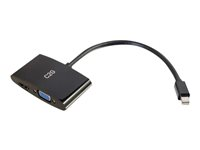 C2G 20cm Mini DisplayPort to HDMI or VGA Adapter Converter 4K UHD - Black - Näyttösovitin - Mini DisplayPort uros to 15 pin D-Sub (DB-15), HDMI naaras - 20.3 cm - suojattu - musta - 4K-tuki 80935