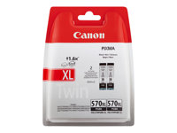 Canon PGI-570PGBK XL Twin Pack - 2 pakettia - 22 ml - Tuottoisa - musta - alkuperäinen - pakkaus turvajärjestelmällä - mustesäiliö malleihin PIXMA TS5051, TS5053, TS5055, TS6050, TS6051, TS6052, TS8051, TS8052, TS9050, TS9055 0318C007