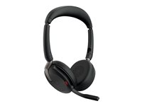 Jabra Evolve2 65 Flex UC Stereo - Kuulokkeet + mikrofoni - korvien päällä - Bluetooth - langaton - aktiivinen melunpoisto - USB-C - musta - sekä langaton latausalusta - optimoitu UC:lle 26699-989-889