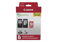 Canon PG-540/CL-541 Photo Paper Value Pack - 2 pakettia - musta, väri (sinivihreä, sinipunainen, keltainen) - alkuperäinen - ripustuslaatikko - mustekasetti/paperipaketti malleihin PIXMA MG3250, MG3550, MG3650, MG4250, MX395, MX455, MX475, MX525, MX535, TS5150, TS5151 5225B013