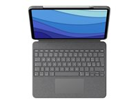 Logitech Combo Touch - Näppäimistö- ja kalvokotelo - sekä kosketuslevy - taustavalaistu - Apple Smart connector - QWERTZ - Saksa - hiekka malleihin Apple 11-inch iPad Pro (1. laitesukupolvi, 2. sukupolvi, 3. sukupolvi) 920-010166