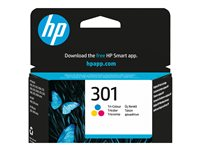 HP 301 - 3 ml - väri (sinivihreä, sinipunainen, keltainen) - alkuperäinen - mustepatruuna malleihin HP DeskJet 1000, 1010, 1050 AiO, 1050A AiO, 1510 AiO, 2000, 2050 AiO, 2050A AiO, 2510 AiO, 2540 AiO, 3000, 3050 AiO, 3050A eAiO, 3510 eAiO series, HP ENVY 4500 eAiO, 5530 eAiO series, HP OfficeJet 2620 AiO, 4630 eAiO series CH562EE#BA3