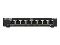 NETGEAR GS308v3 - Kytkin - hallitsematon - 8 x 10/100/1000 - työpöytä, seinään asennettava GS308-300PES