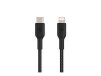 Belkin BOOST CHARGE - Salamakaapeli - 24 pin USB-C uros to Lightning uros - 1 m - musta - USB-virransyöttö (18 W) CAA004BT1MBK