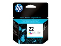 HP 22 - Väri (sinivihreä, sinipunainen, keltainen) - alkuperäinen - mustepatruuna malleihin Deskjet F2185, F2187, F2210, F2235, F2240, F2275, F2280, F2290, F375, F4175, F4190, F4194 C9352AE#UUS