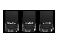 SanDisk Ultra Fit - USB Flash-asema - 32 Gt - USB 3.1 - musta (pakkaus sisältää 3) SDCZ430-032G-G46T