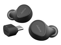 Jabra Evolve2 Buds UC - Aidosti langattomat kuulokkeet mikrofonilla varustettu - korvansisäiset - Bluetooth - aktiivinen melunpoisto - USB-C Bluetooth-sovitin - melua vaimentava - musta - Zoom-sertifioitu, Optimoitu Google Meetille 20797-989-899