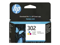 HP 302 - 4 ml - väri (sinivihreä, sinipunainen, keltainen) - alkuperäinen - mustepatruuna malleihin Deskjet 1110, 21XX, 36XX; ENVY 45XX; Officejet 38XX, 46XX, 52XX F6U65AE#301