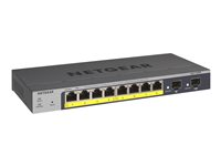 NETGEAR Smart GS110TPv3 - Kytkin - smart - 8 x 10/100/1000 (PoE) + 2 x SFP - työpöytä, seinään asennettava - PoE+ (55 W) - tasavirta GS110TP-300EUS