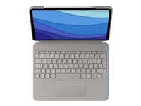 Logitech Combo Touch - Näppäimistö- ja kalvokotelo - sekä kosketuslevy - taustavalaistu - Apple Smart connector - AZERTY - ranskalainen - hiekka malleihin Apple 12.9-inch iPad Pro (5th generation) 920-010218