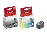 Canon PG-40 / CL-41 Multi Pack - 2 pakettia - musta, väri (sinivihreä, sinipunainen, keltainen) - alkuperäinen - mustesäiliö malleihin PIXMA iP1800, iP1900, iP2500, iP2600, MP140, MP190, MP210, MP220, MP470, MX300, MX310 0615B043