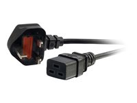 C2G 17 AWG 250 Volt 16 Amp Power Cord - Virtajohto - IEC 60320 C19 to BS 1363 (uros) - vaihtovirta 250 V - 2 m - valettu - musta - Yhdistynyt kuningaskunta 80626