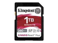 Kingston Canvas React Plus - Flash-muistikortti - 1 Tt - Video Class V60 / UHS-II U3 / Class10 - SDXC UHS-II SDR2V6/1TB