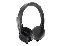 Logitech Zone Wireless - Kuulokkeet + mikrofoni - korvien päällä - Bluetooth - langaton - aktiivinen melunpoisto - melua vaimentava - grafiitti - sertifioitu Microsoft Teamsille 981-000859