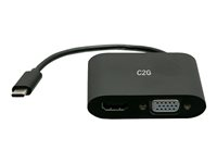 C2G USB C to HDMI & VGA Dual Monitor Adapter - 4K 30Hz - Black - Näyttösovitin - 24 pin USB-C uros to HDMI, HD-15 (VGA) naaras - musta - 4K 30 Hz -tuki C2G29830