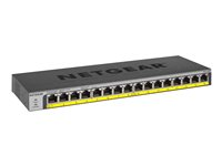 NETGEAR GS116PP - Kytkin - hallitsematon - 16 x 10/100/1000 (PoE+) - työpöytä, telineeseen asennettava, seinään asennettava - PoE+ (183 W) - tasavirta GS116PP-100EUS