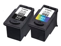 Canon PG-560 / CL-561 Multipack - 2 pakettia - musta, väri (sinivihreä, sinipunainen, keltainen) - alkuperäinen - pakkaus turvajärjestelmällä - mustepatruuna malleihin PIXMA TS5350, TS5351, TS5352, TS5353, TS7450, TS7451 3713C005