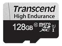 Transcend 350V - Flash-muistikortti (SD-sovitin sisältyvä) - 128 Gt - UHS-I U1 / Class10 - microSDXC UHS-I TS128GUSD350V