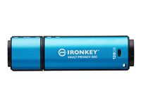 Kingston IronKey Vault Privacy 50 Series - USB Flash-asema - salattu - 128 Gt - USB-C 3.2 Gen 1 - TAA-yhteensopiva IKVP50C/128GB