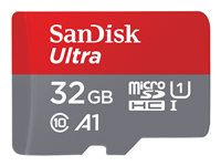 SanDisk Ultra - Flash-muistikortti (sovitin microSDHC:stä SD:hen sisältyvä) - 32 Gt - A1 / UHS-I U1 / Class10 - microSDHC UHS-I SDSQUA4-032G-GN6TA