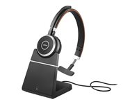 Jabra Evolve 65 SE UC Mono - Kuulokkeet + mikrofoni - korvien päällä - Bluetooth - langaton - USB - sekä latausalusta - optimoitu UC:lle 6593-833-499