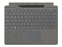 Microsoft Surface Pro Signature Keyboard - Näppäimistö - sekä kosketuslevy, kiihtyvyysmittari, Surface Slim Pen 2:n tallennus- ja latausalusta - QWERTY - Kansainvälinen englanti - platina - kaupallinen - sekä Slim Pen 2 malleihin Surface Pro 8 8X8-00067